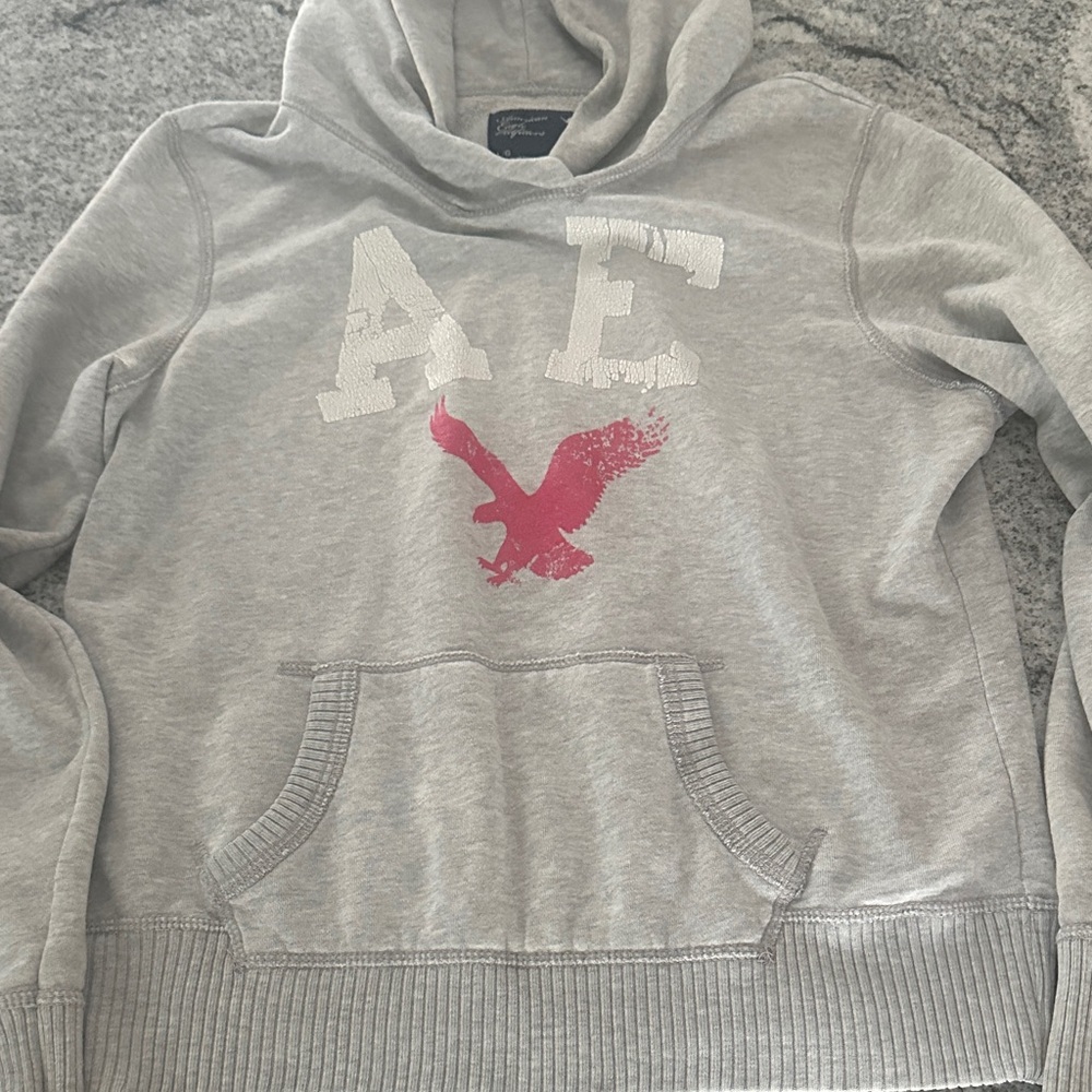 Y2K American Eagle Outfitters Light Gray Fleece - Picture 2 of 8